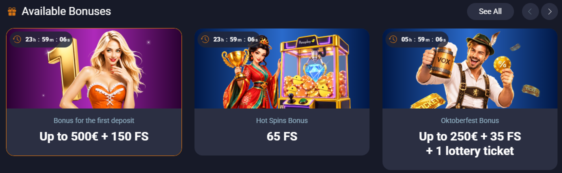 Vox Casino sloty a kasínové hry